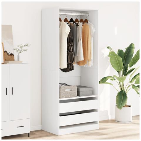 Armadio Bianco 80x50x200 Cm In Legno Multistrato - Foto 3
