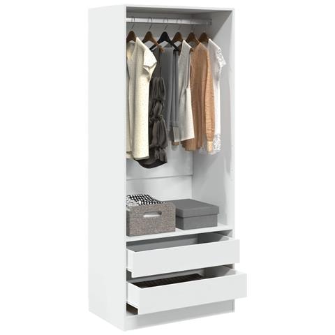 Armadio Bianco 80x50x200 Cm In Legno Multistrato - Foto 1