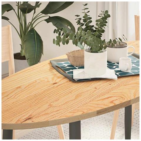 Piano Per Tavolo 140x60x2 Cm In Rovere Massello Ovale - Foto 1