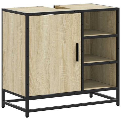 Mobile Lavabo Da Bagno Rovere Sonoma 65x33x60 Cm In Truciolato - Foto 2