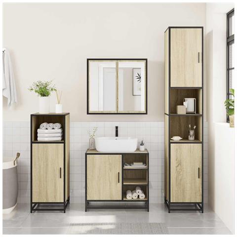 Mobile Lavabo Da Bagno Rovere Sonoma 65x33x60 Cm In Truciolato - Foto 3