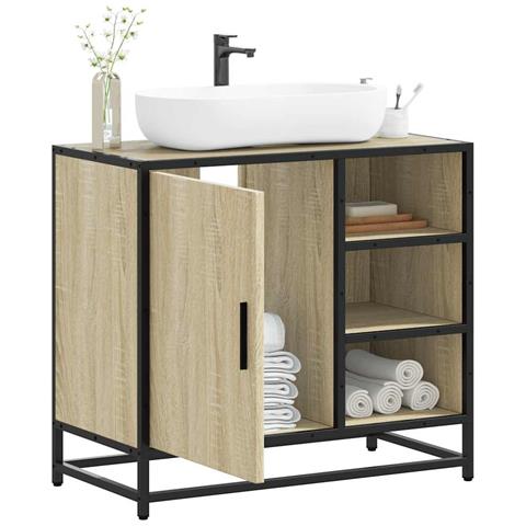 Mobile Lavabo Da Bagno Rovere Sonoma 65x33x60 Cm In Truciolato - Foto 1