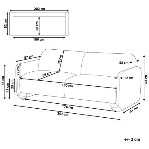 Divano 3 Posti Saland Tessuto Marrone Dorato - Foto 7