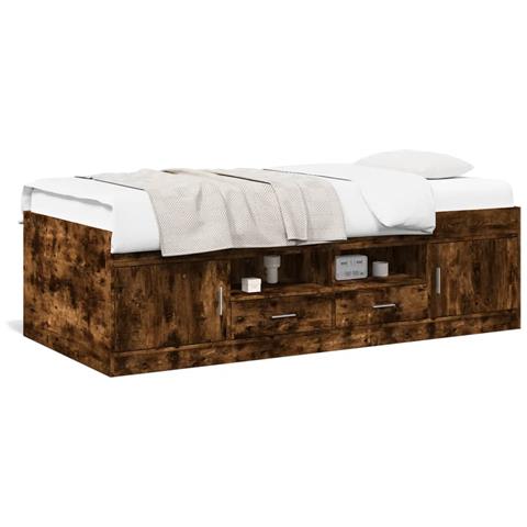 Divano Letto Con Cassetti Senza Materasso Rovere Fumo 100x200cm - Foto 1