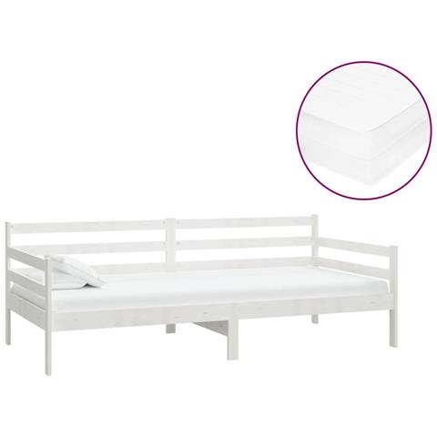 Divano Letto Con Materasso 90x200 Cm Bianco In Legno Di Pino - Foto 1