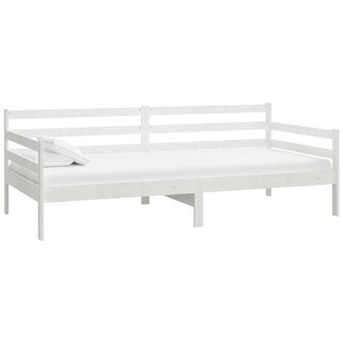 Divano Letto Con Materasso 90x200 Cm Bianco In Legno Di Pino - Foto 2