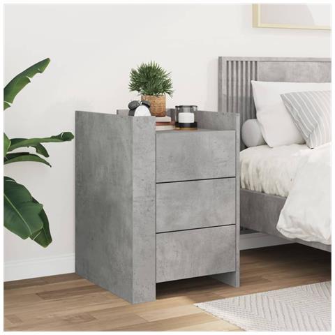 Lusso Casadino -  Comodino Grigio Cemento 45x50x65 Cm In Legno Multistrato - Foto 2