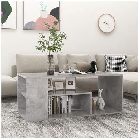 Lusso Casadino -  Tavolino Salotto Grigio Cemento 100x50x40 Cm Legno Multistrato - Foto 6