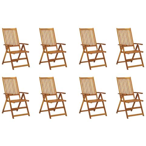 Sedie Da Giardino Pieghevoli Con Cuscini 8 Pz Massello Acacia - Foto 1