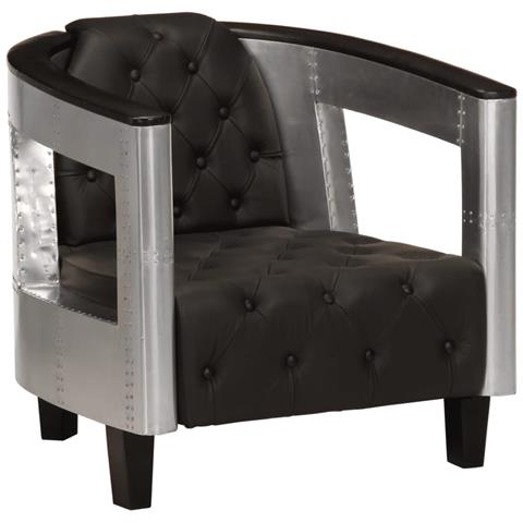 Lusso Casadino - Poltrona In Stile Aviatore Nera In Vera Pelle - Foto 2