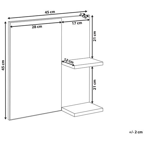 Specchio Da Parete Con Ripiano Pelotas 45 Cm 45 Cm Marmo/nero - Foto 2
