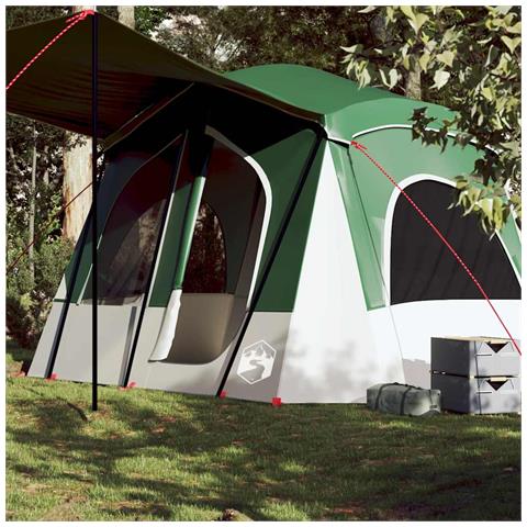 Tenda da Campeggio a Cabina per 5 Persone Verde Impermeabile - Foto 1