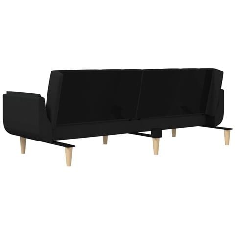 Divano Letto a 2 Posti con 2 Cuscini Nero in Tessuto - Foto 9