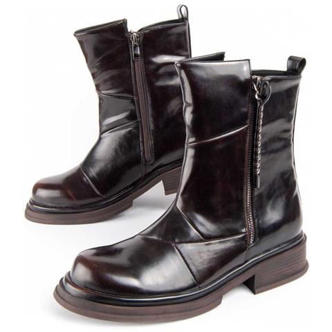 Stivaletto Con Tacco Motta Brown Marrone Materiale Sintetico E Tessile - Foto 1