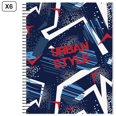 Pack 6 Unita' Quaderno Rigido A4 120 Pagine Rete Design Urban Style - Foto 1