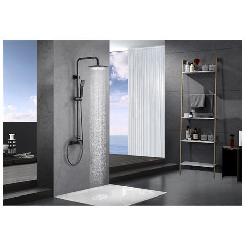 Imex Set Doccia Monocomando Art In Ottone Con Miscelatore Asta Doccia Estensibile Acciaio Inox S304 Soffione Extra Piatto 20x20 Cm Anticalcare Finitura Pvd Black Gun Metal Imex-bdar025-bgm - Foto 1