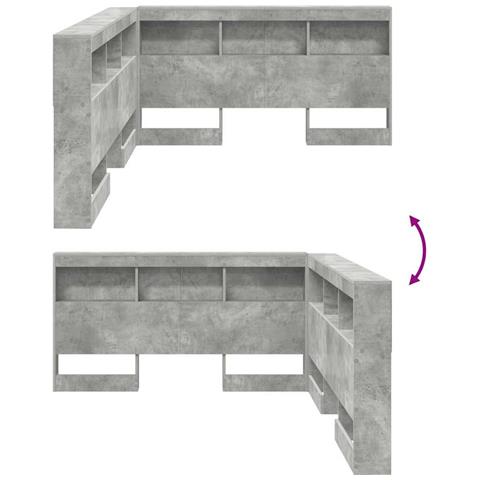 Testata contenitore Grigio cemento 140 cm Legno multistrato - Foto 9