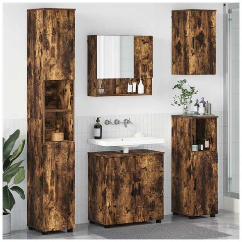 Set di mobili per il bagno 5 pcs Rovere fumo 61 x 35 x 64 cm - Foto 2