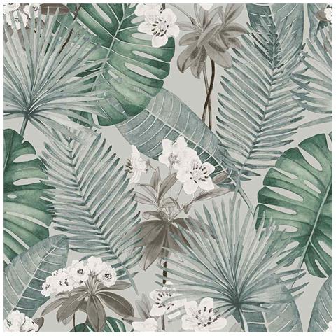 Carta da Parati Eden Grigio e Verde Chiaro - Foto 1