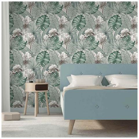 Carta da Parati Eden Grigio e Verde Chiaro - Foto 2
