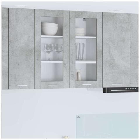 Armadio pensile con porta Riga Grigio cemento 80 x 31 x 80 cm - Foto 2
