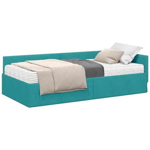 Struttura Letto Angolare con Materasso 2 pcs Verde Velluto - Foto 1
