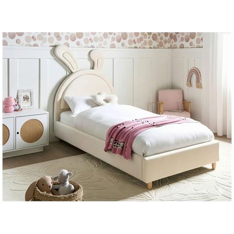 Letto Per Bambini Coniglio Velluto Lallias 90 X 200 Cm Beige - Foto 1