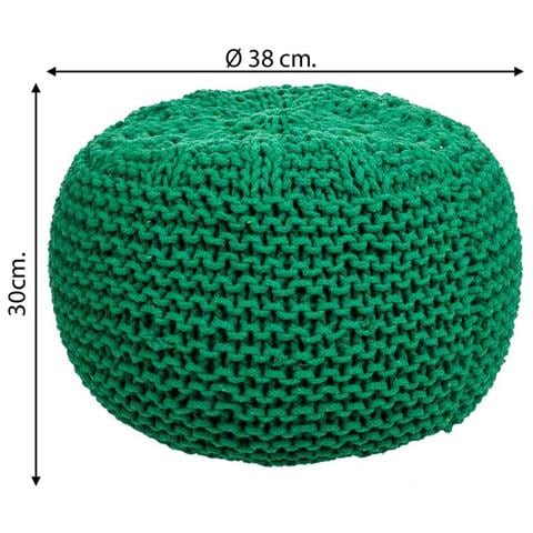 Puf In Cotone Intrecciato Verde 38x38x30h - Foto 5