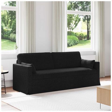 Divano Nero 198 x 78 x 80 cm Tessuto - Foto 2