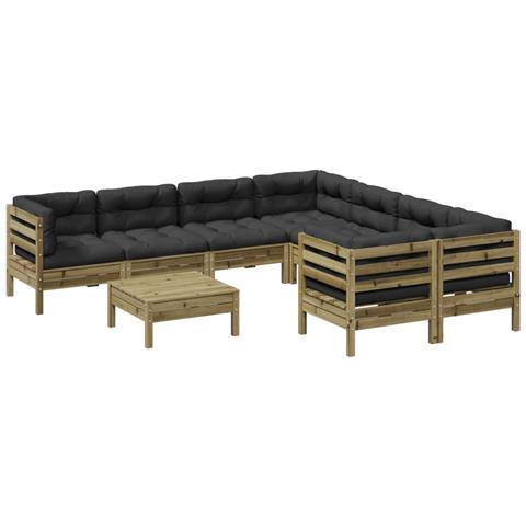 Set Divani da Giardino 9pz con Cuscini Legno Impregnato di Pino - Foto 1