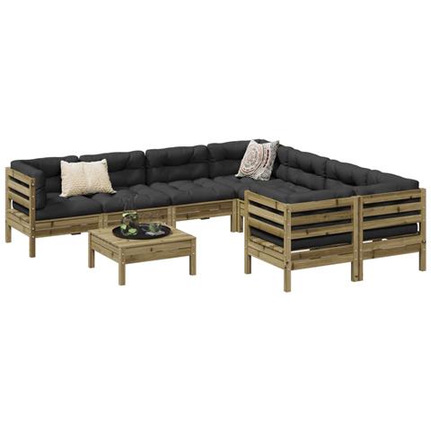Set Divani da Giardino 9pz con Cuscini Legno Impregnato di Pino - Foto 2