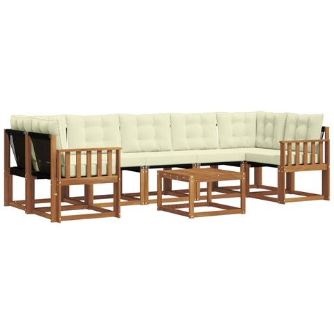 Set di divani da esterno con cuscino 8 pcs Naturale e Crema - Foto 1