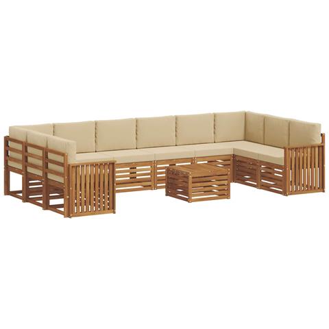 Set divani 11 pcs Naturale e Beige Legno di Acacia Massello - Foto 1