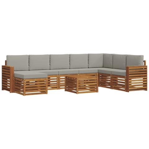 Set divani con cuscino 9 pcs Grigio Naturale e Chiaro - Foto 1
