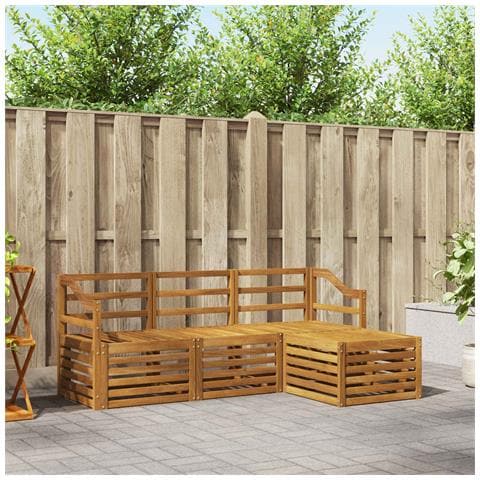 Set divani 4 pcs Naturale Legno di Acacia Massello - Foto 2