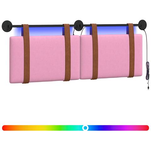 Testiera sospesa Con luce LED Rosa PU Antico - Foto 1