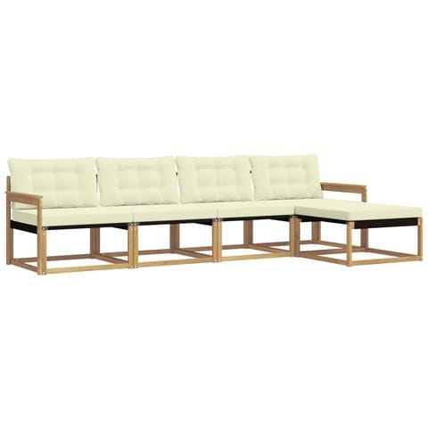 Set di divani da esterno con cuscino 5 pcs Bianco e Crema - Foto 1