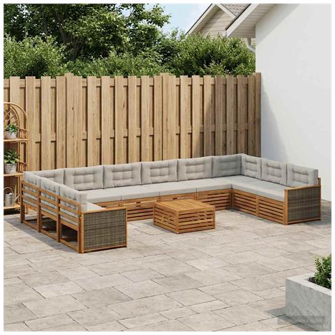 Set divani con cuscino 11 pcs Legno di Acacia Massello - Foto 2