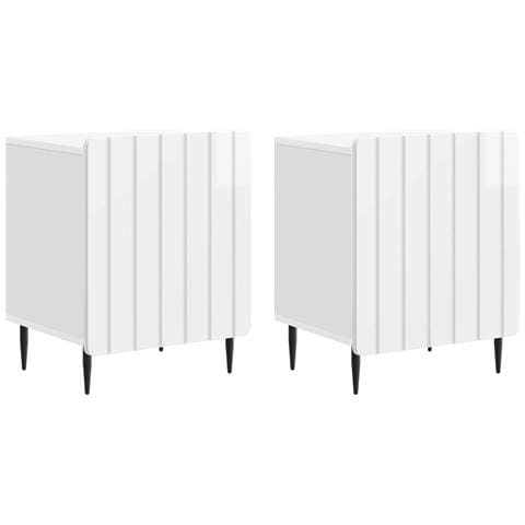 Armadio da Notte 2 pcs Bianco Lucido 43 x 34,5 x 52 cm - Foto 1
