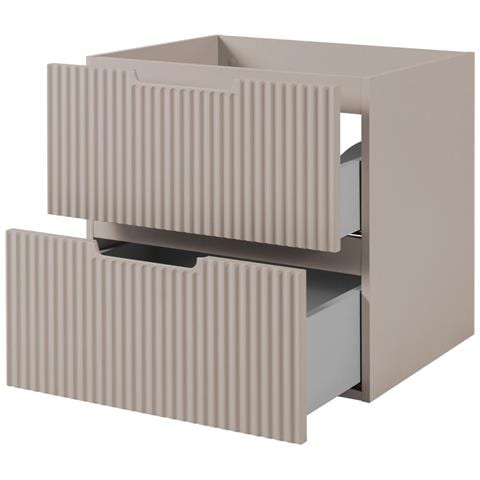 Mobile da bagno, Beige e marrone, 80 cm, 2 cassetti con chiusura ammortizzata, Frontali scanalati - Foto 5