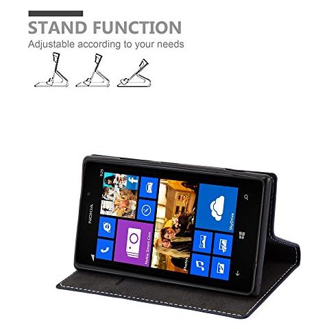 Custodia Compatibile Con Nokia Lumia 925 In Blu Scuro Marrone - Coperchio Protettiva Con Chiusura Magnetica, Funzione Stand E Tasca Per Le Carte - Foto 2