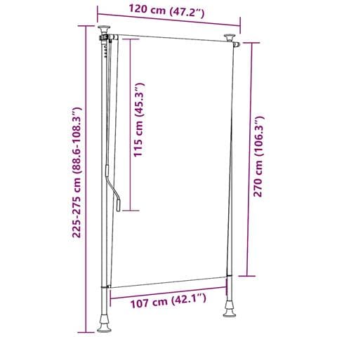 Tenda a Rullo per Esterni 120x270 cm Antracite - Foto 9
