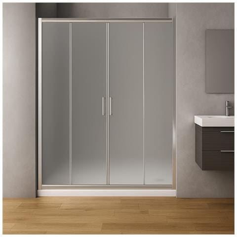 Porta Doccia Scorrevole Slide4 Per Box Nicchia Quattro Ante Cristallo Stampato *** Misure : 136-142 X H190 Cm Stampato - Foto 2