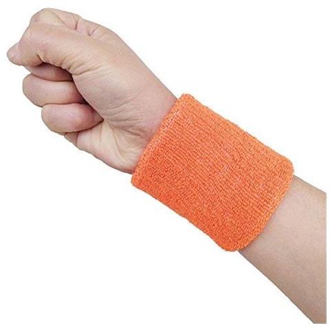 Sweatband Polso Sweatband 2 Pack 4 Pollici Sport Parasudore Wristband Morbido Cotone Addensare Per Tennis Ginnastica Calcio Basket Correre Sport Atletici (arancione)  - Foto 2