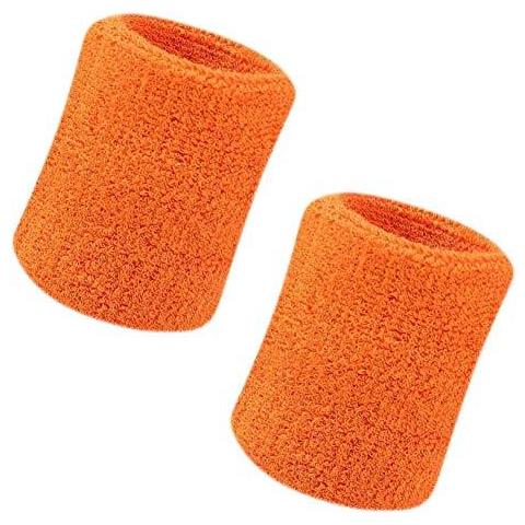 Sweatband Polso Sweatband 2 Pack 4 Pollici Sport Parasudore Wristband Morbido Cotone Addensare Per Tennis Ginnastica Calcio Basket Correre Sport Atletici (arancione)  - Foto 1