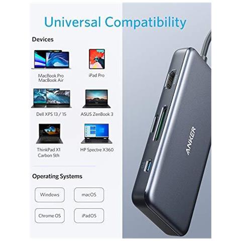 C Hub Usb Powerexpand C Adattatore Hub 7-in-1 Usb Con 4k Hdmi Power Delivery Usb Data Port C Microsd E Lettore Di Schede Sd 2 Porte Usb 3.0 Per Macbook Pro Pixelbook Xps E Altro - Foto 4