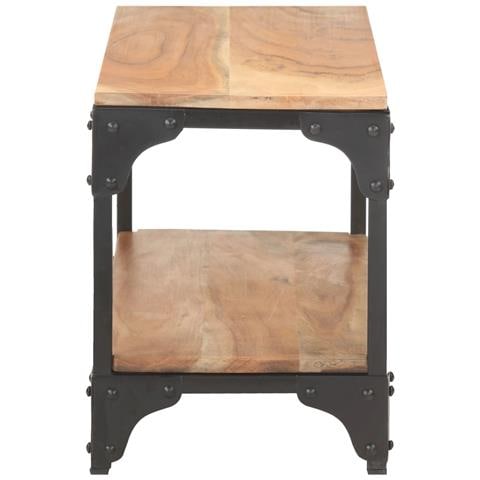 Tavolino Da Salotto 90x30x40 Cm In Legno Massello Di Acacia - Foto 2