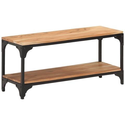 Tavolino Da Salotto 90x30x40 Cm In Legno Massello Di Acacia - Foto 10