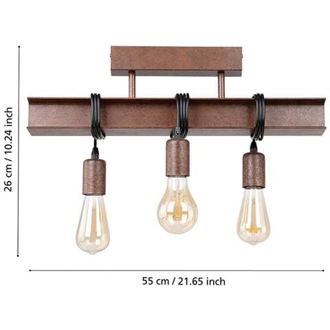 Plafoniera Industrial Townshend 4 3 Luci Acciaio Marrone Invecchiato - Foto 3