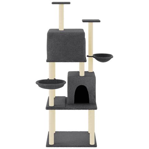 Albero Per Gatti Con Tiragraffi In Sisal Grigio Scuro 180 Cm - Foto 2